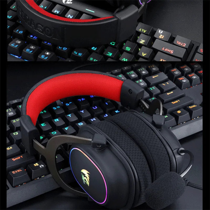 Redragon H510-RGB Zeus X Gaming Headphone Microphone Noise Cancelling 7.1 USB Surround Computer Headset Earphones EQ Controller