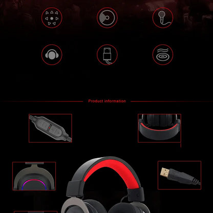 Redragon H510-RGB Zeus X Gaming Headphone Microphone Noise Cancelling 7.1 USB Surround Computer Headset Earphones EQ Controller