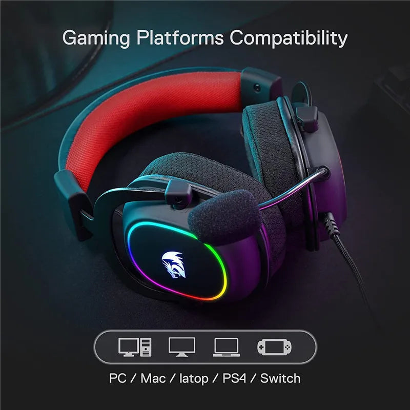 Redragon H510-RGB Zeus X Gaming Headphone Microphone Noise Cancelling 7.1 USB Surround Computer Headset Earphones EQ Controller