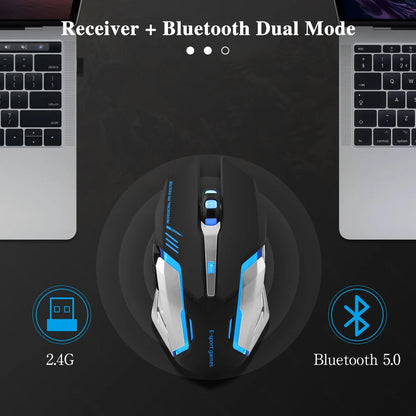 Gaming Mouse Rechargeable 2.4GWireless Bluetooth Mouse Mute Ergonomic Mouse for Computer Laptop LED Backlit Mice for IOS Android