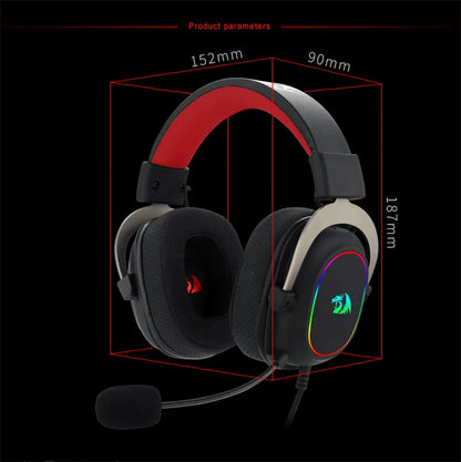 Redragon H510-RGB Zeus X Gaming Headphone Microphone Noise Cancelling 7.1 USB Surround Computer Headset Earphones EQ Controller