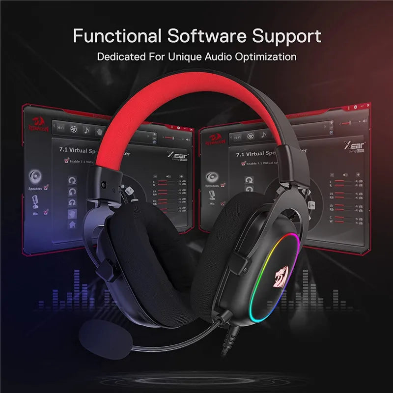 Redragon H510-RGB Zeus X Gaming Headphone Microphone Noise Cancelling 7.1 USB Surround Computer Headset Earphones EQ Controller