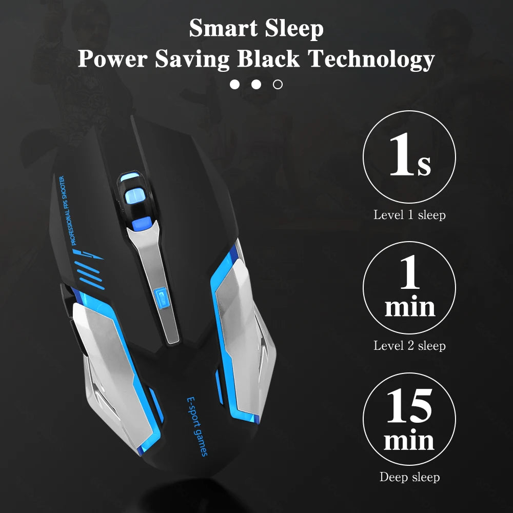 Gaming Mouse Rechargeable 2.4GWireless Bluetooth Mouse Mute Ergonomic Mouse for Computer Laptop LED Backlit Mice for IOS Android