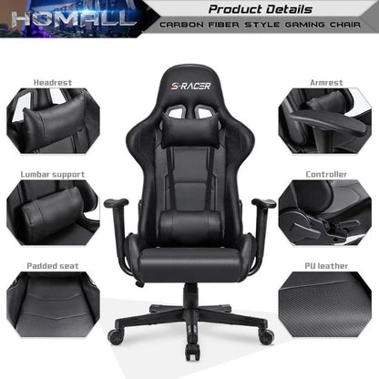 Gaming Chair, Office High Back Computer Chair Leather Desk Racing Executive Ergonomic Adjustable Swivel Task Chair