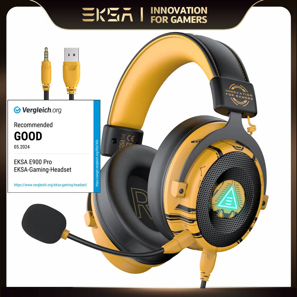 EKSA E900 Pro Upgraded Gaming Headset Gamer 7.1 Surround Wired Headphones with Noise Cancelling Microphones for PC/PS4/PS5/Xbox