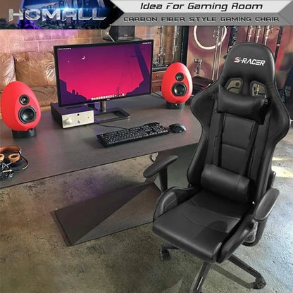 Gaming Chair, Office High Back Computer Chair Leather Desk Racing Executive Ergonomic Adjustable Swivel Task Chair