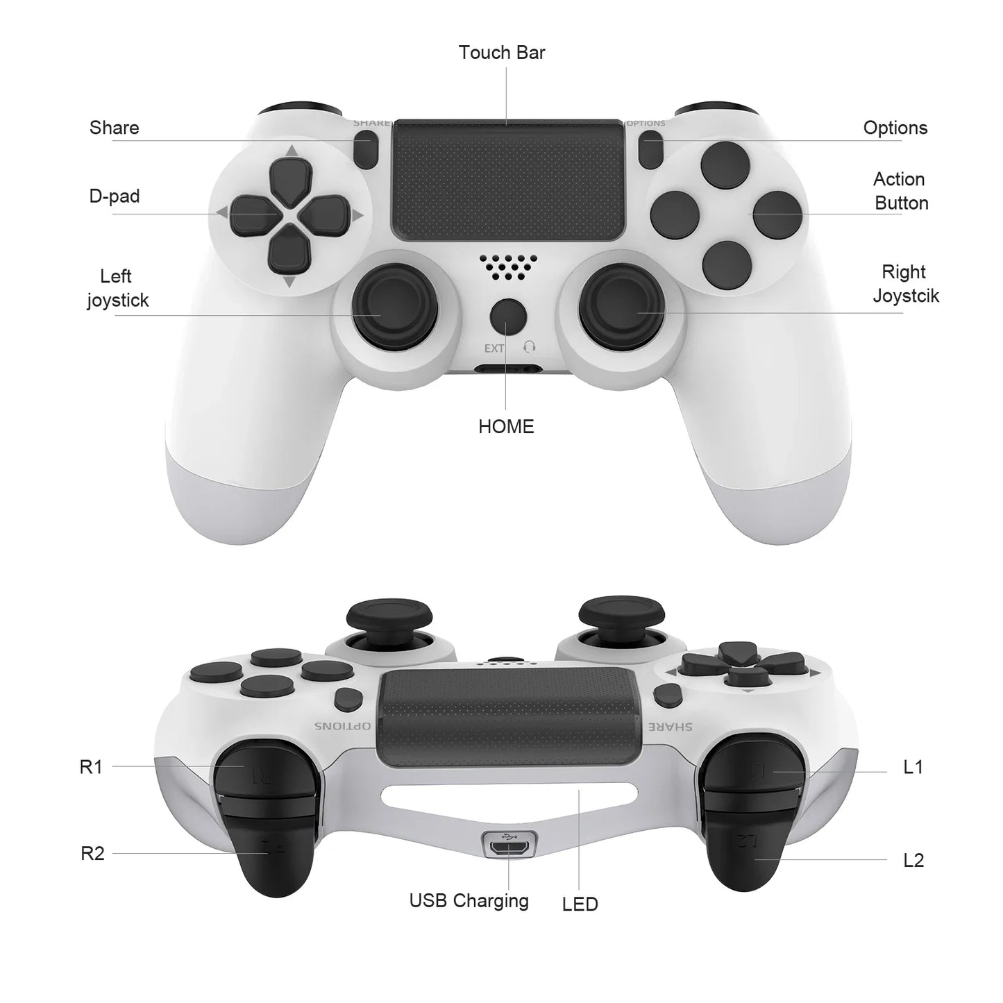 Wireless Controller Multifunctional Bluetooth No Delay Gamepad For PS4 PS3 Console PC Joysticks Touchpad Six-axis Dual Vibration