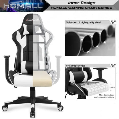 Gaming Chair, Office High Back Computer Chair Leather Desk Racing Executive Ergonomic Adjustable Swivel Task Chair