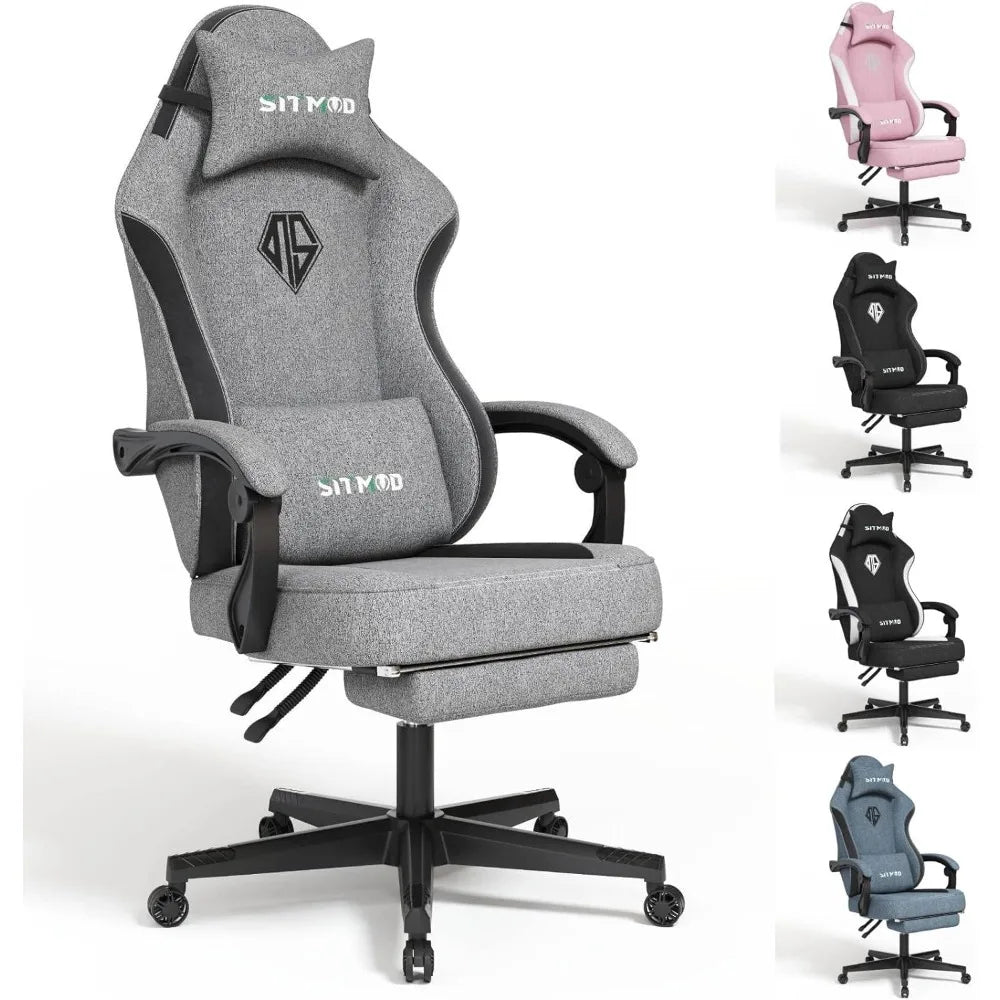 Gaming Chairs for Adults with Footrest-Computer Ergonomic Video Game Chair-Backrest and Seat Height Adjustable Swivel Task Chair