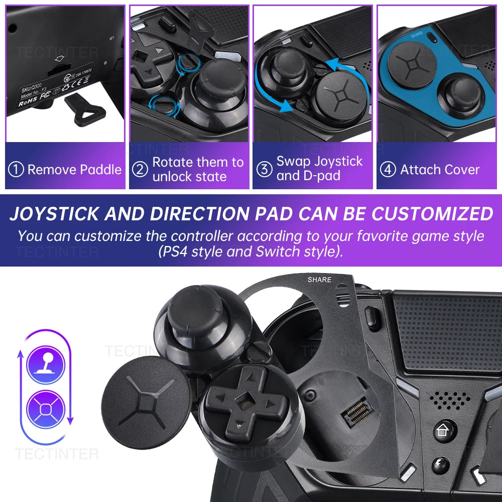 Wireless Bluetooth Controller For PS4/PS4 Slim/Pro Game Console PC Controller Joystick Gamepad With Turbo Programmable Button