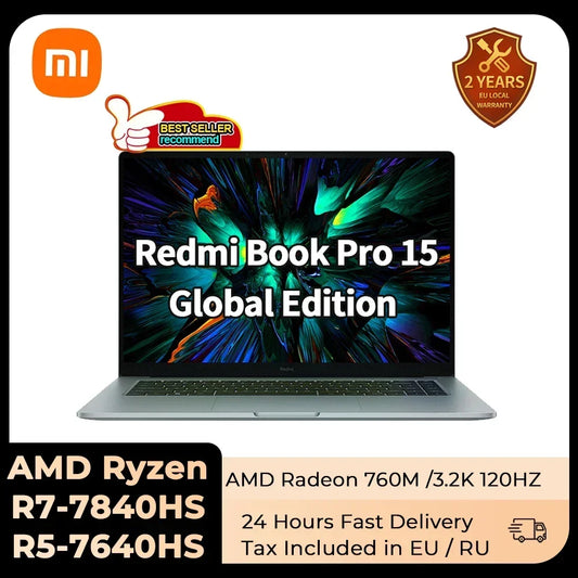 Xiaomi Laptop 2023 Redmi Book Pro 15 Ryzen R5-7640HS/R7-7840HS AMD 780M/760M 16G RAM 512G/1T 15.6Inch 3.2K 120Hz  Mi Notebook