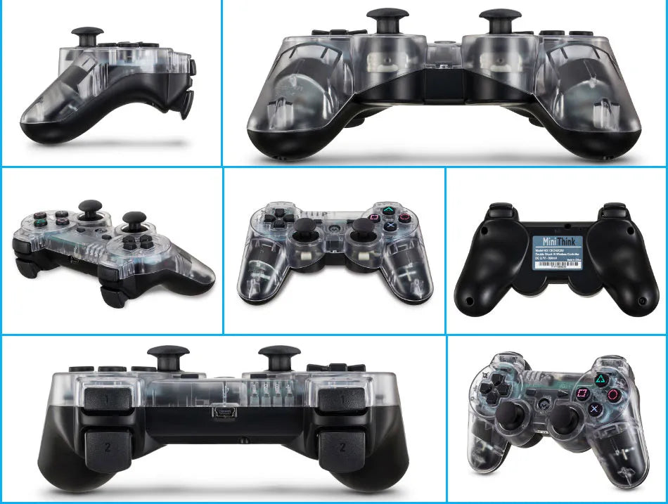 Video-Game Wireless Dual Shock Gamepad Transparent Hand Controller for Sony PS3 Playstation 3 Console Sixaxis Joystick Remote