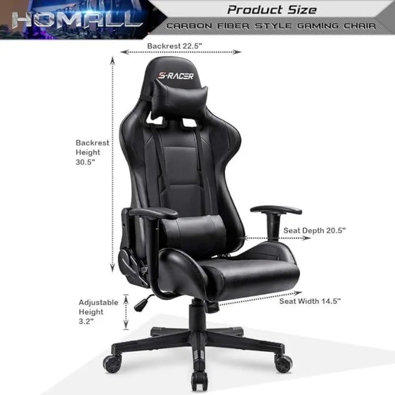 Gaming Chair, Office High Back Computer Chair Leather Desk Racing Executive Ergonomic Adjustable Swivel Task Chair