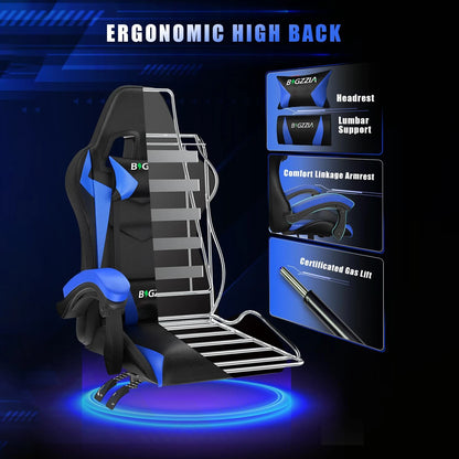 RGB Gaming Chair with LED Lights and Ergonomic Computer Chair Reclining PU Leather High Back Video Office Chair with Headrest