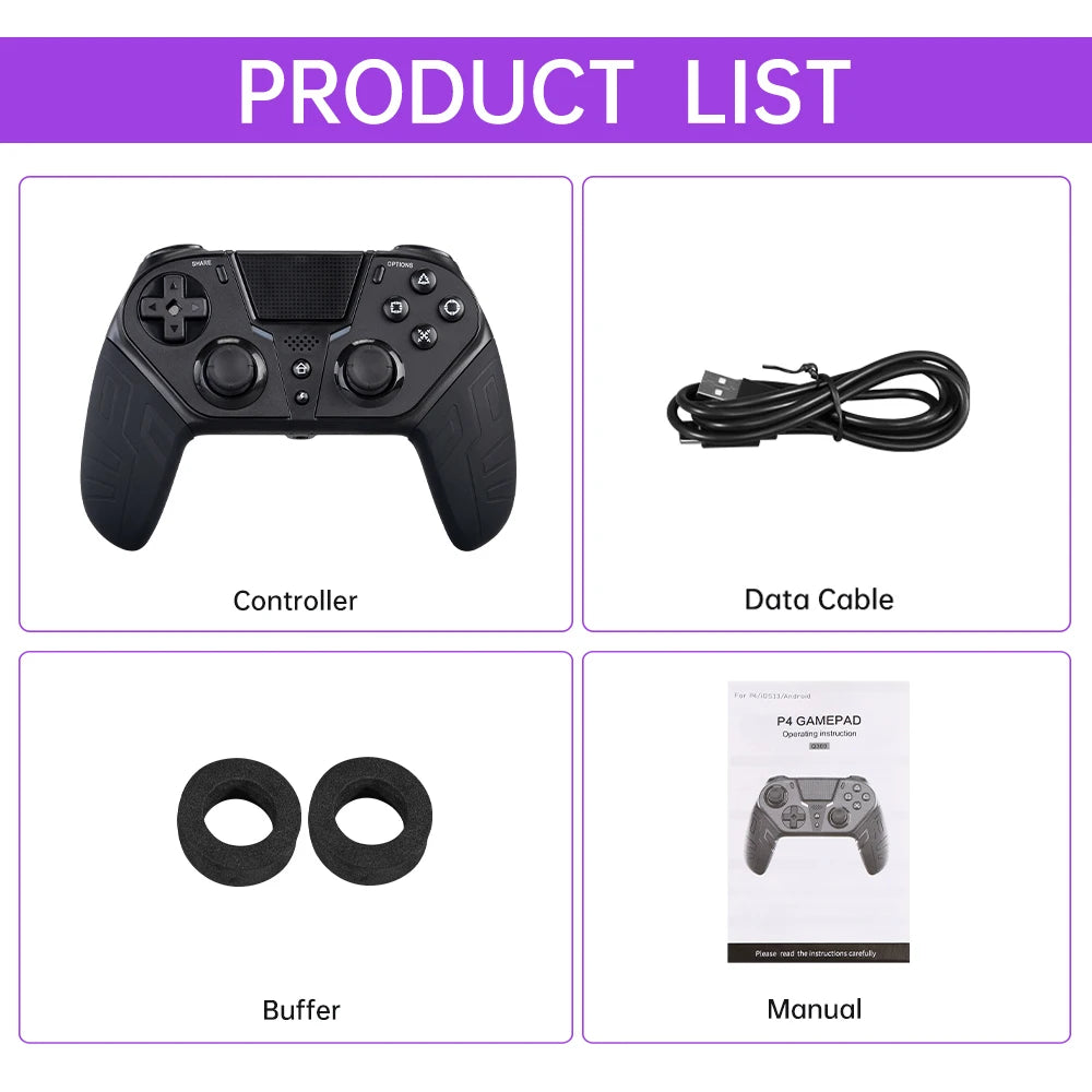 Wireless Bluetooth Controller For PS4/PS4 Slim/Pro Game Console PC Controller Joystick Gamepad With Turbo Programmable Button