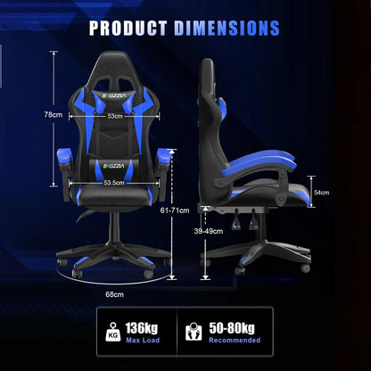 RGB Gaming Chair with LED Lights and Ergonomic Computer Chair Reclining PU Leather High Back Video Office Chair with Headrest