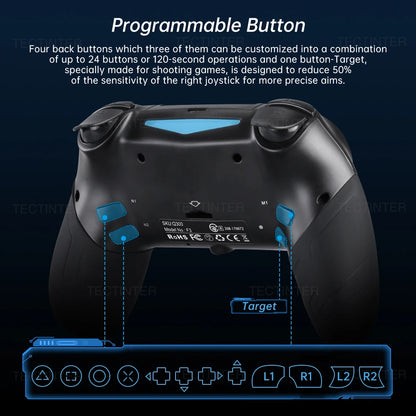 Wireless Bluetooth Controller For PS4/PS4 Slim/Pro Game Console PC Controller Joystick Gamepad With Turbo Programmable Button