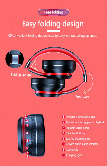 Original Lenovo HD200 Over-ear foldable wireless Bluetooth headset Sports hi-fi stereo gaming headset